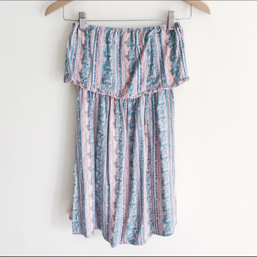 Printed Strapless Ruffle Sundress